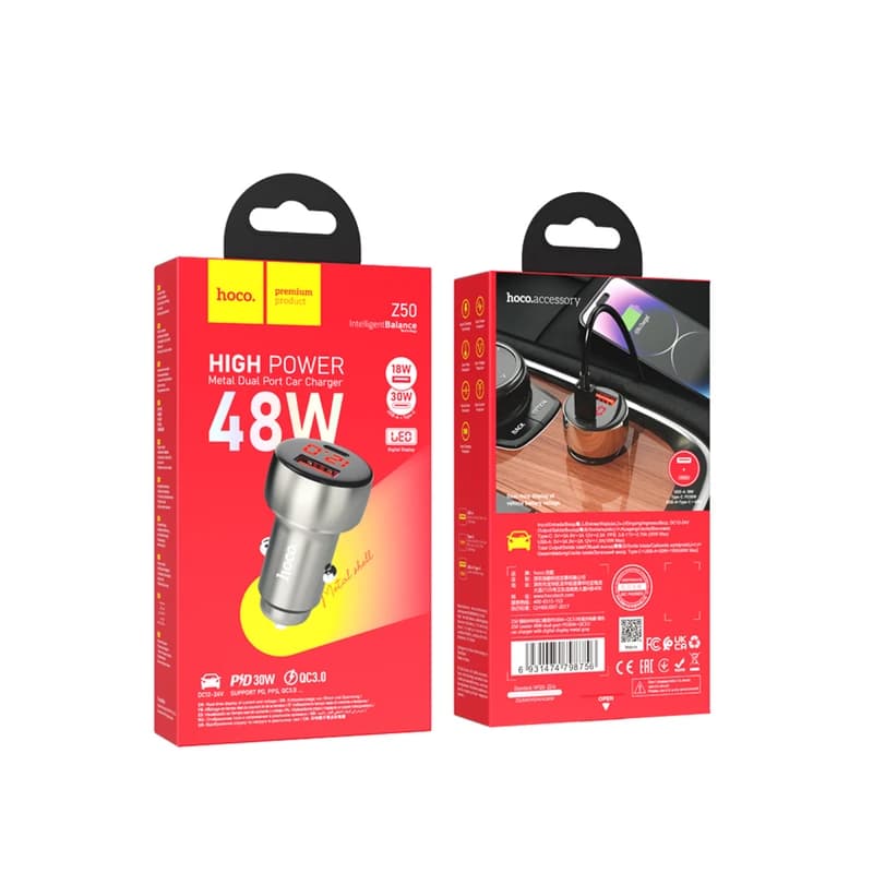شارژر فندکی 48 وات هوکو مدل Z50 PD+ QC3.0 — تصویر ۷