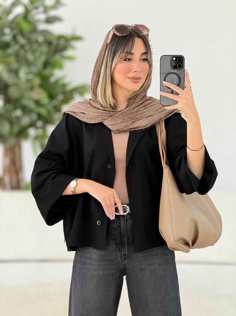 شومیز لینن پانچ آستین پاکتی کد 7974 — تصویر ۵