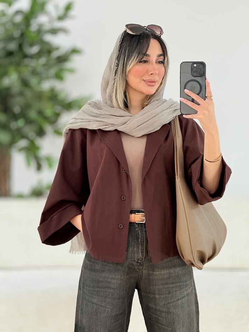 شومیز لینن پانچ آستین پاکتی کد 7974 — تصویر ۷