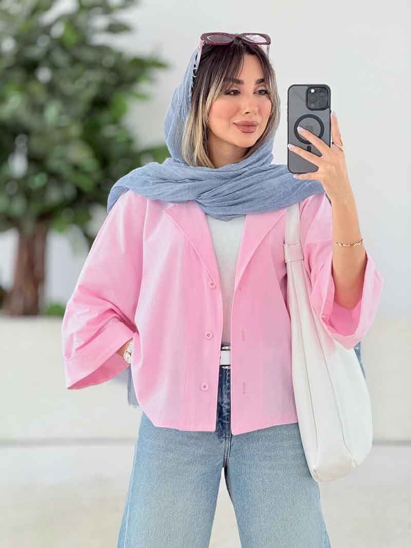 شومیز لینن پانچ آستین پاکتی کد 7974 — تصویر ۸