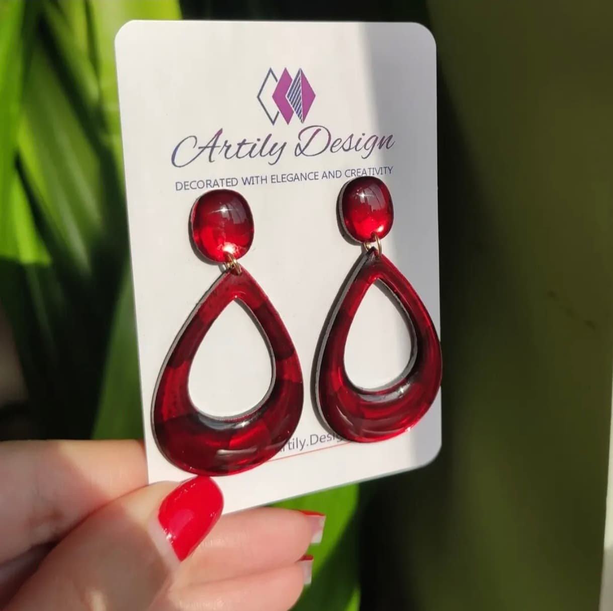 گوشواره دستساز اشک سرخ 🌹