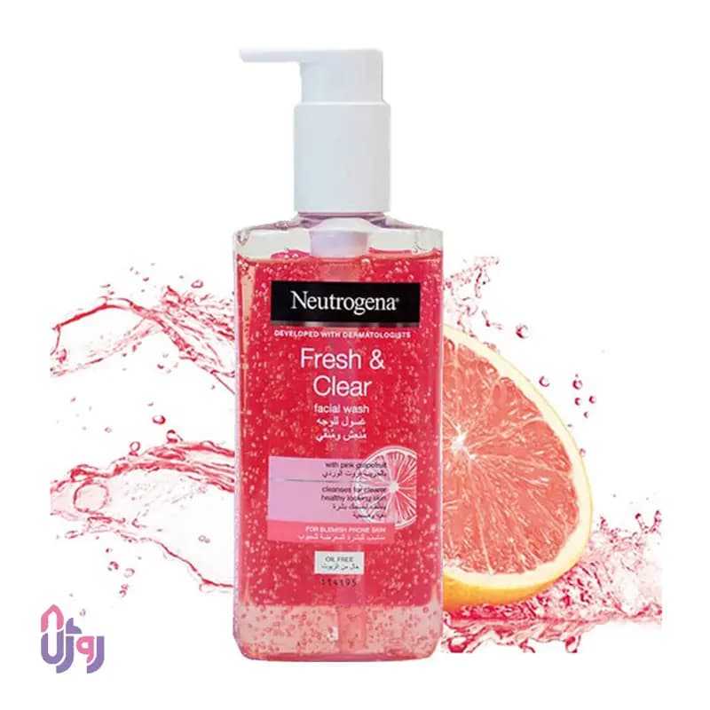 ژل شستشوی صورت نوتروژینا Neutrogena مدل Fresh & Clear حاوی ویتامین C و عصاره گریپفروت حجم 200 میل — تصویر ۲