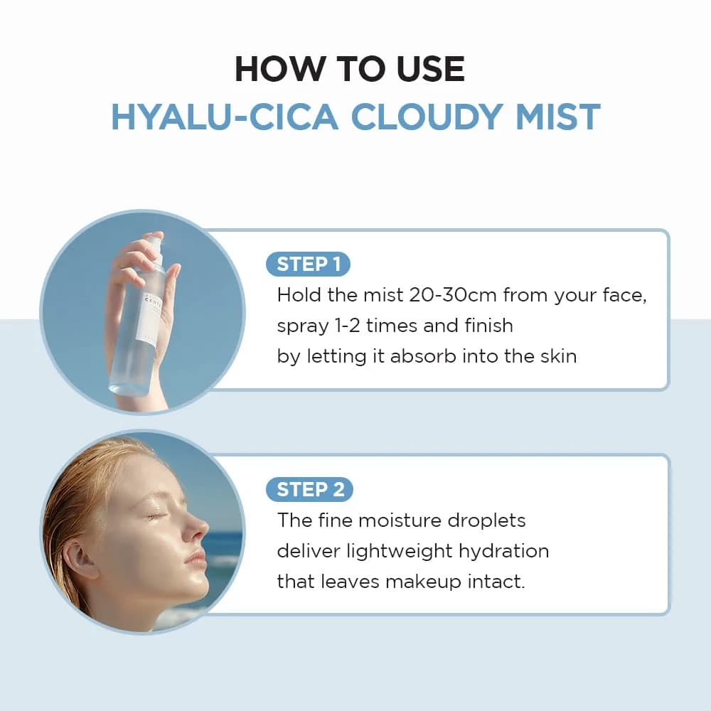 اسپری آبرسان و تسکین دهنده سنتلا ماداگاسکار اسکین 1004 مدل Hyalu-Cica Cloudy Mist | حجم 120 میلیلیتر — تصویر ۷