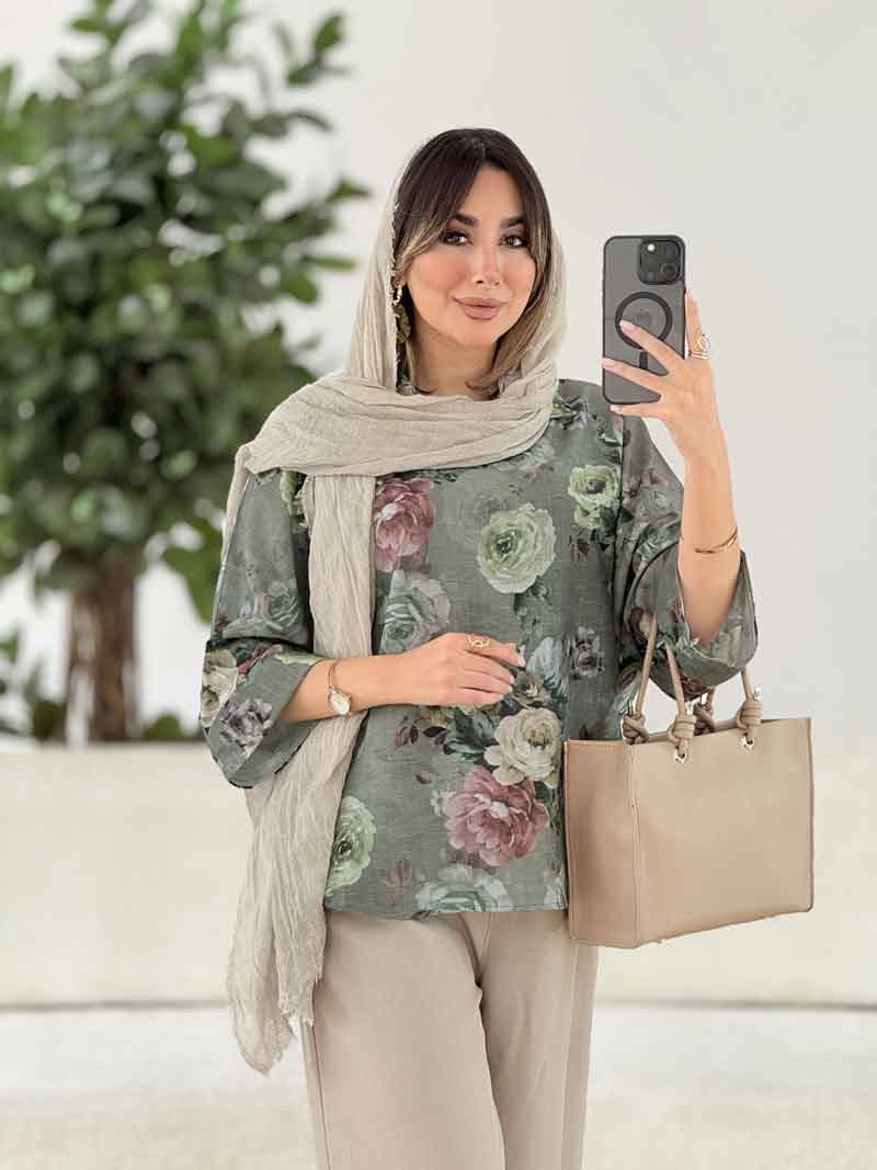 مانتو پانچ طرح گل کد 7917 — تصویر ۵