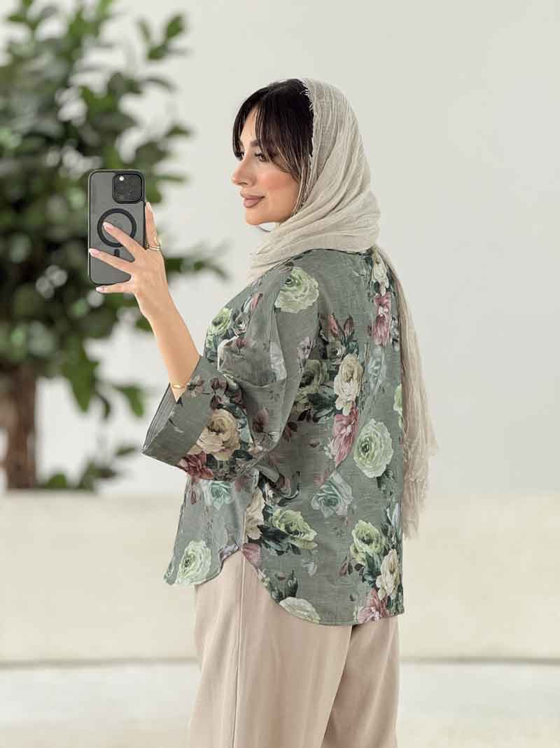 مانتو پانچ طرح گل کد 7917 — تصویر ۸