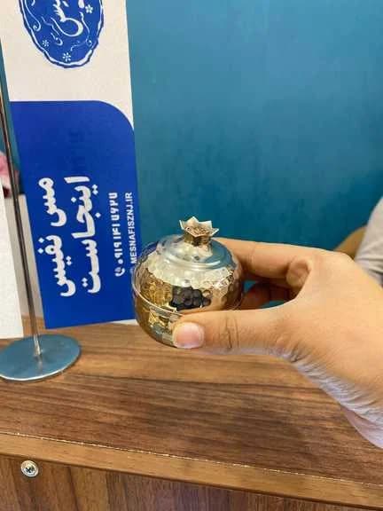 قندان مسی طرح انار با آبکاری کروم — تصویر ۴