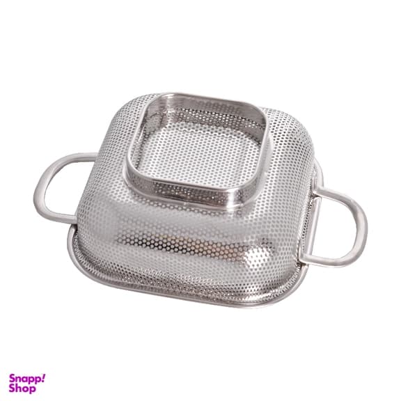 آبکش استیل مربعی 4 سایز یونیک کد UN-4091 (خارجی با کیفیت عالی) ( دارای پایه و دسته) — تصویر ۲