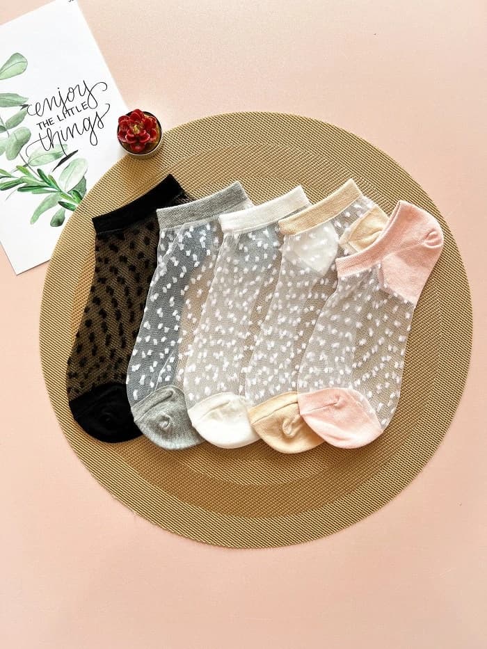 جوراب مچی زنانه شیشه ای خال دار