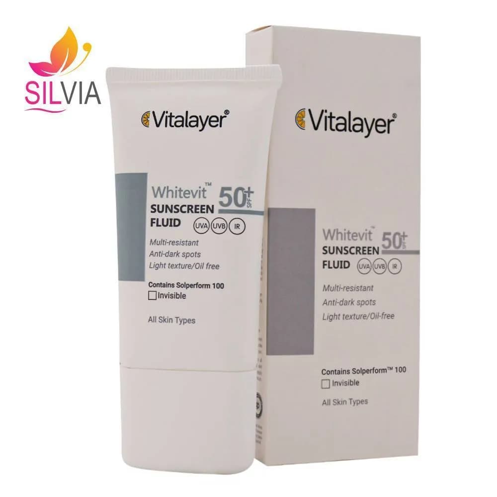 فلوئید ضد آفتاب ضد لک وایت ویت SPF50 بی رنگ 50 میل ویتالیر — تصویر ۶