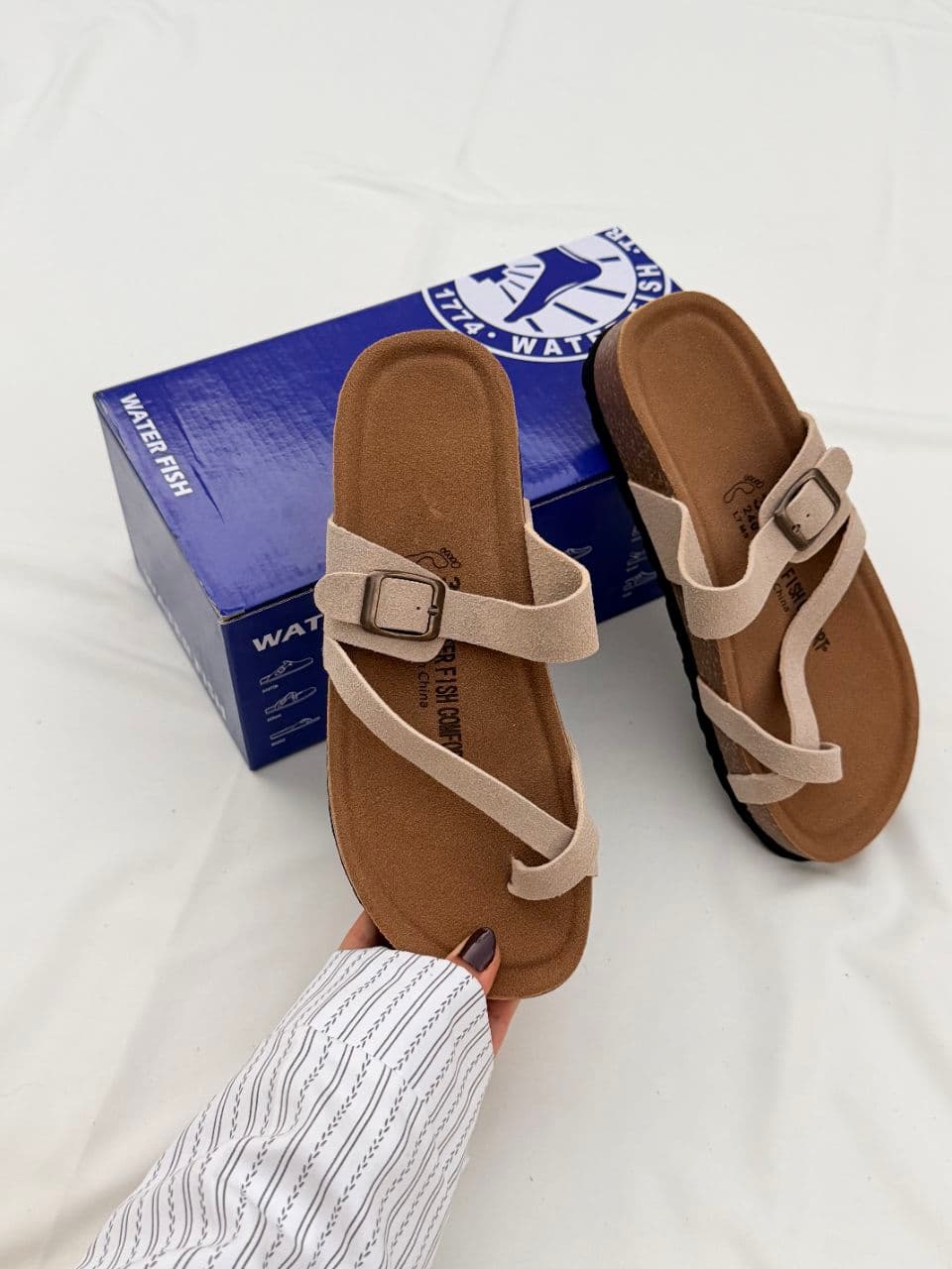صندل تک انگشتی برکن استایل خاکی khaki break-style flip-flop sandals — تصویر ۲