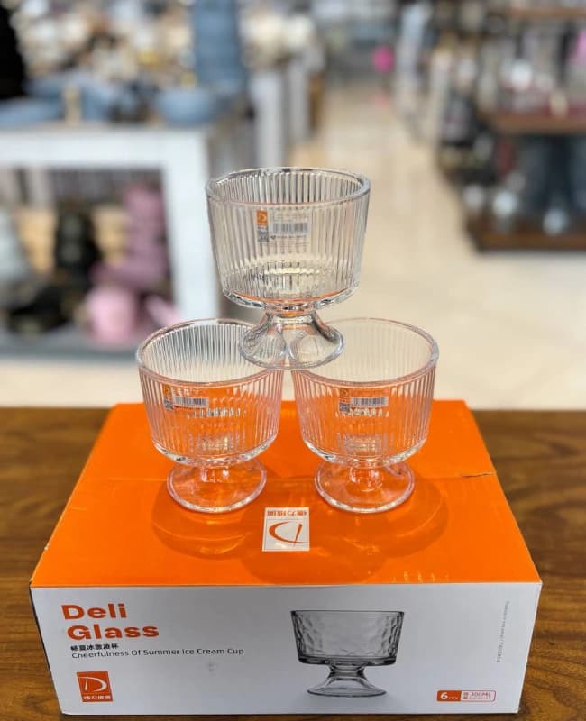 بستنی خوری شیاردار پایه کوتاه Deli Glass کد KIT-1355 — تصویر ۴