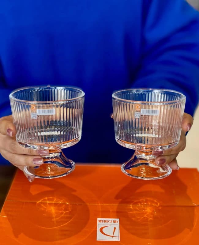 بستنی خوری شیاردار پایه کوتاه Deli Glass کد KIT-1355 — تصویر ۳