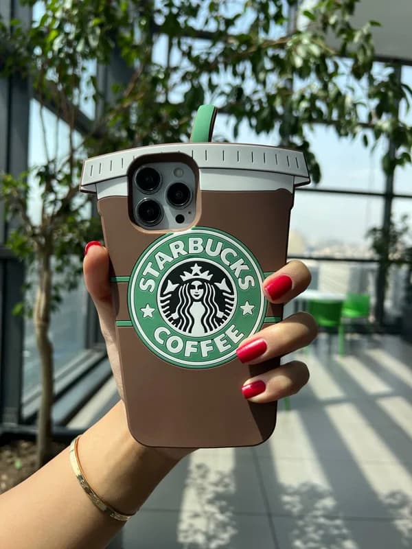 قاب فانتزی سیلیکونی آیفون 13 و آیفون 14 و آیفون 15 استارباکس کافی Coffee — تصویر ۲