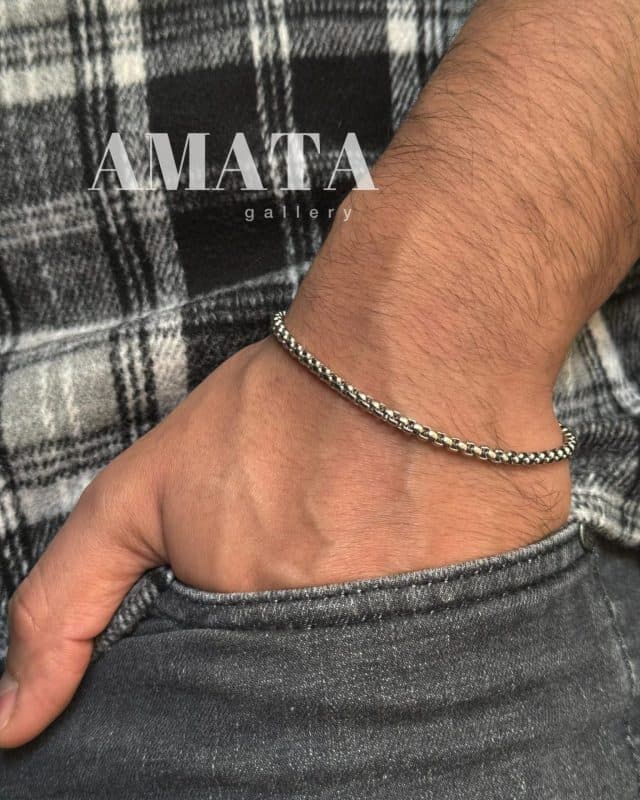دستبند مردانه استیل (زنجیر ویتالی نقره ای)