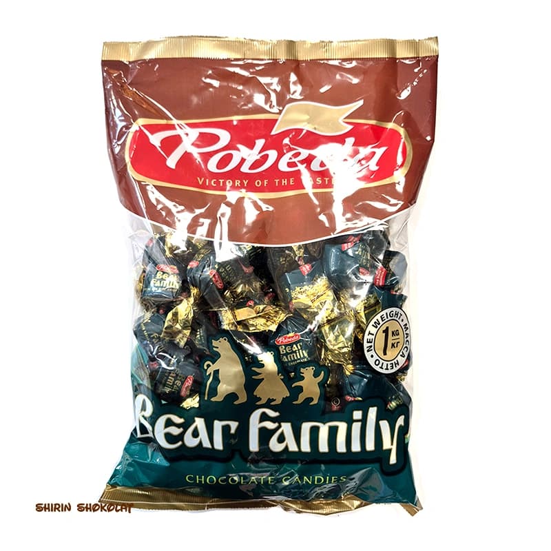 شکلات شیری مغزدار پوبدا Pobeda مدل Bear family پک 250 گرمی — تصویر ۳