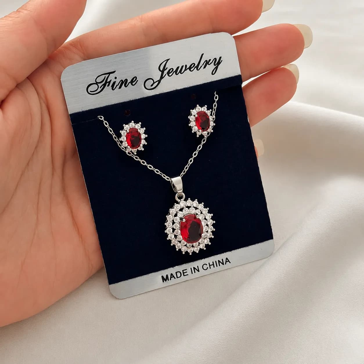 نیم ست جواهری یاقوتی سنگ قرمز Fashion Jewelry