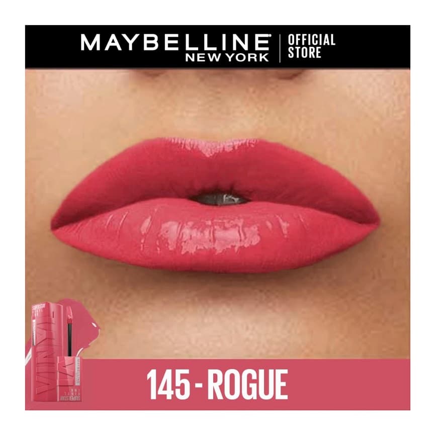 رژ لب مایع براق سوپر استی میبلین رنگ Rogue 145 — تصویر ۳