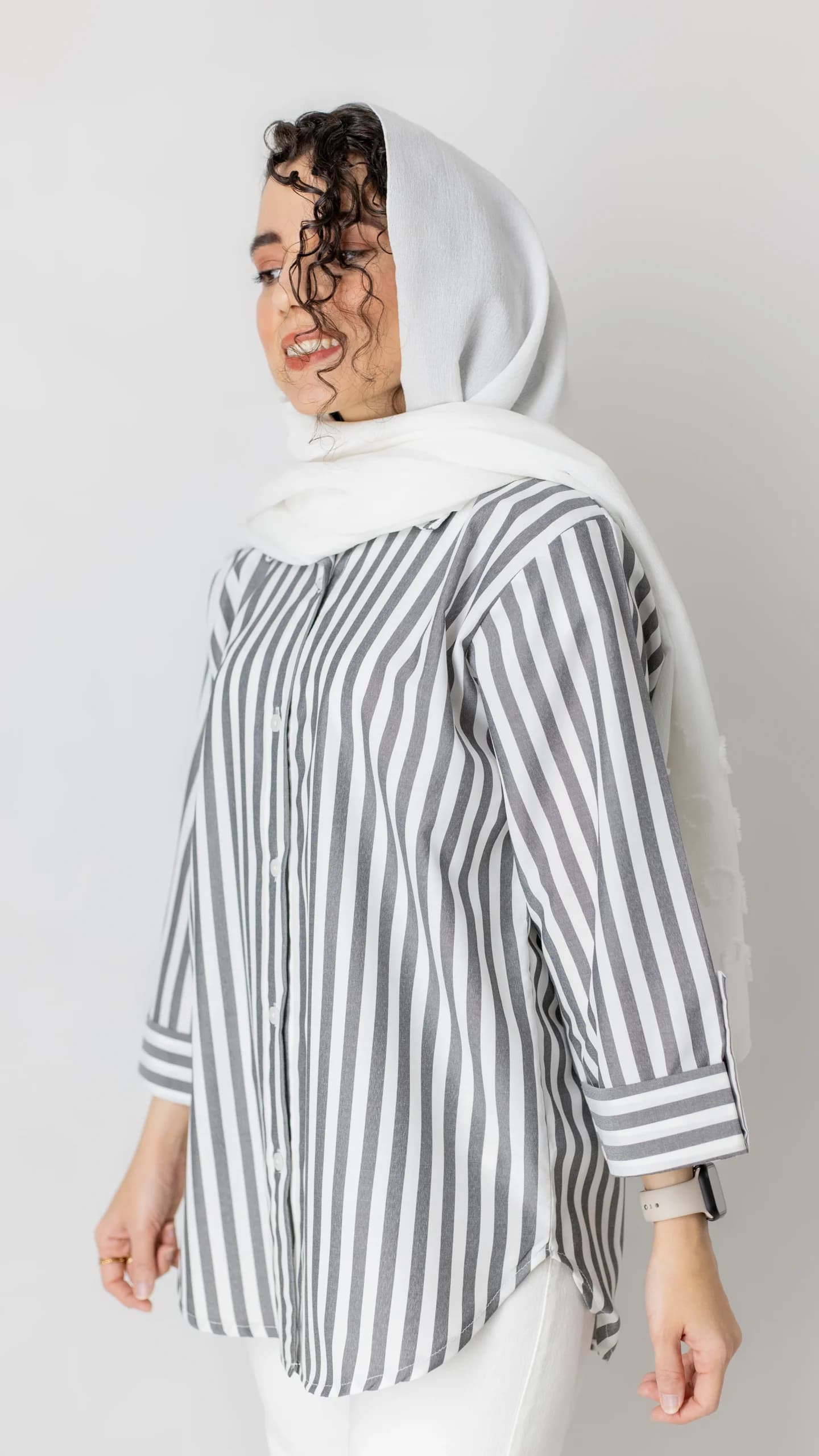 شومیز راه راه استین پاکتی — تصویر ۵