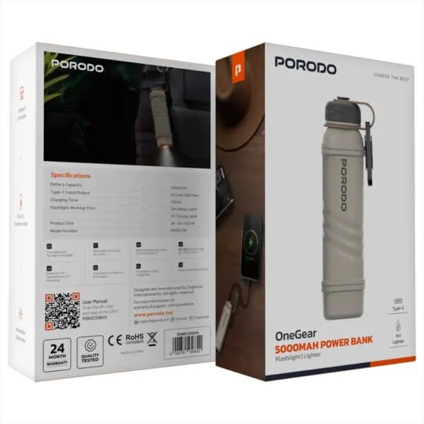 پاور بانک پرودو مدل OneGear with 5000mAh Power Bank with Flashlight & Lighter — تصویر ۲