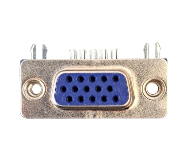 دی کانکتور 15 پین 3 ردیفه مادگی رایت روبردی آبی D-SUB 15 Pin PCB Mount VGA RA Female Blue