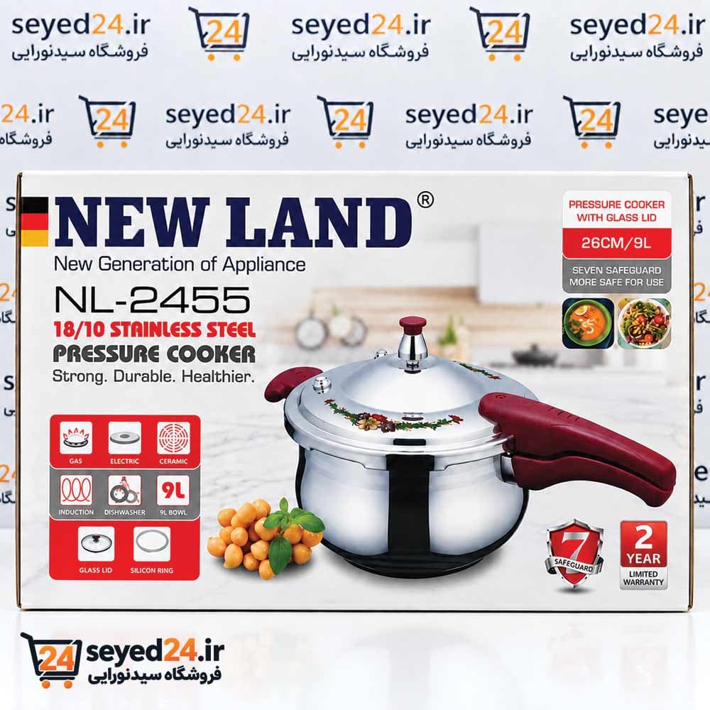 زودپز استیل گلدار نیولند مدل NL-2455 گنجایش ۹ لیتر — تصویر ۵