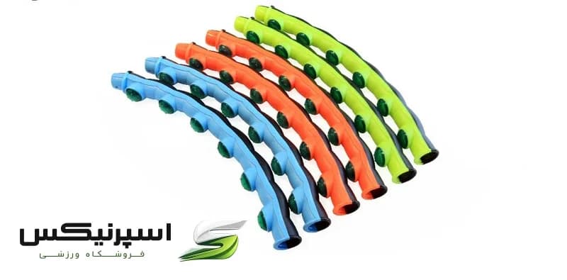 حلقه تناسب اندام اورانوس مدل PVCBumps01 با وزن 1000 گرم، قطر 99 سانتیمتر، دارای 36 برجستگی ژلهای و 6 قطاع پلاستیکی بادوام، تحت لیسانس شرکت تنزیب — تصویر ۴