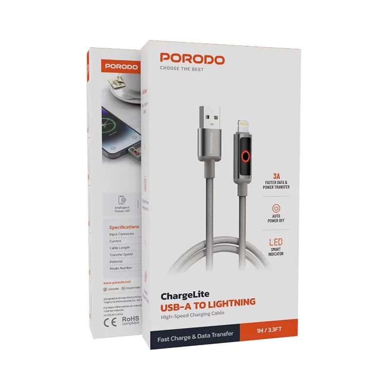 کابل شارژ پرودو مدل PORODO PDCBL0044GY Porodo PDCBL0044GY Charging Cable — تصویر ۳