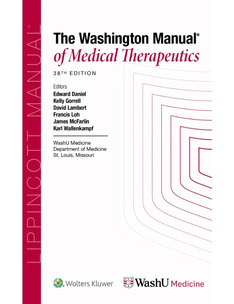 کتاب Washington Manual of Medical Therapeutics 38th Edition (راهنمای واشینگتن در درمانهای پزشکی، ویرایش ۳۸) نسخه انگلیسی PDF
