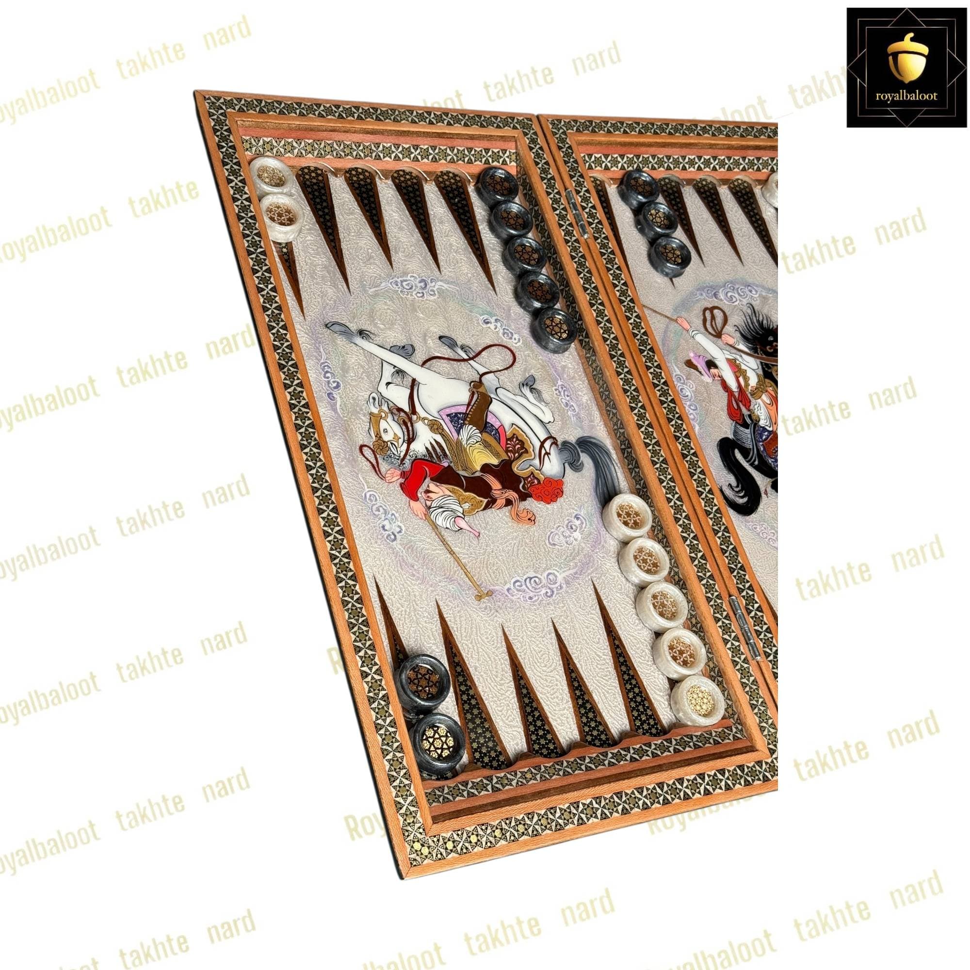 تخته نرد خاتم نقاشی چوگان سه بعدی اعلا کد 522 — تصویر ۷