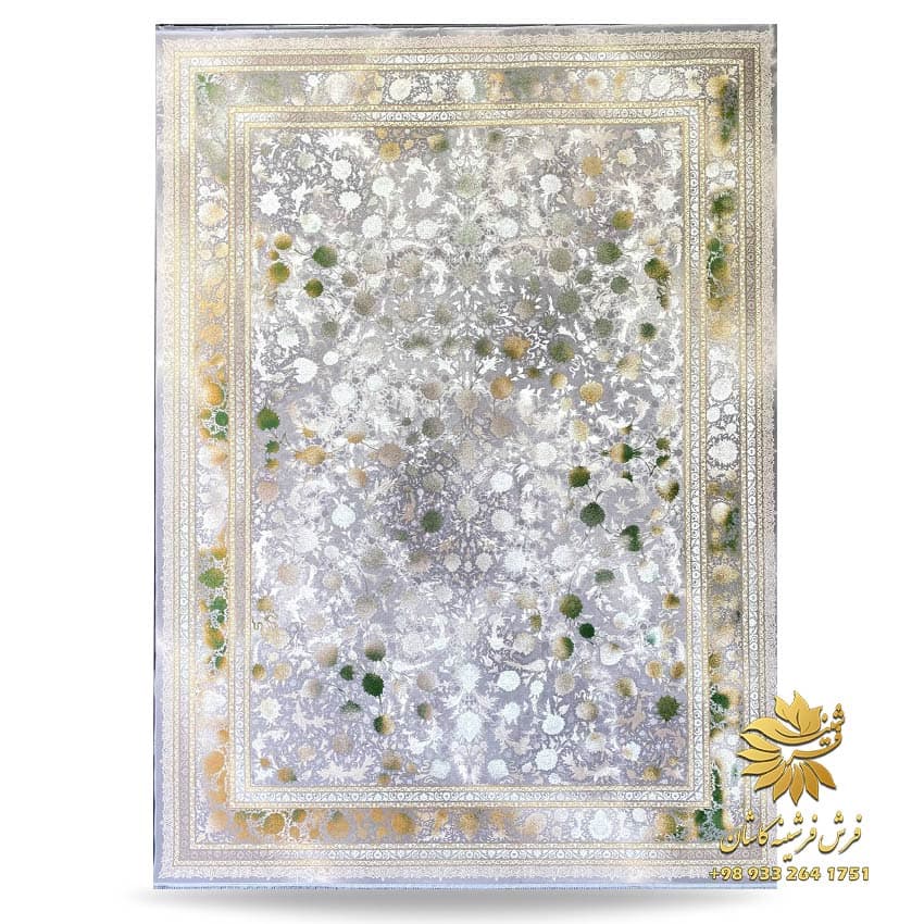 فرش سبز طلاکوب 1200 شانه افشان کد 1214