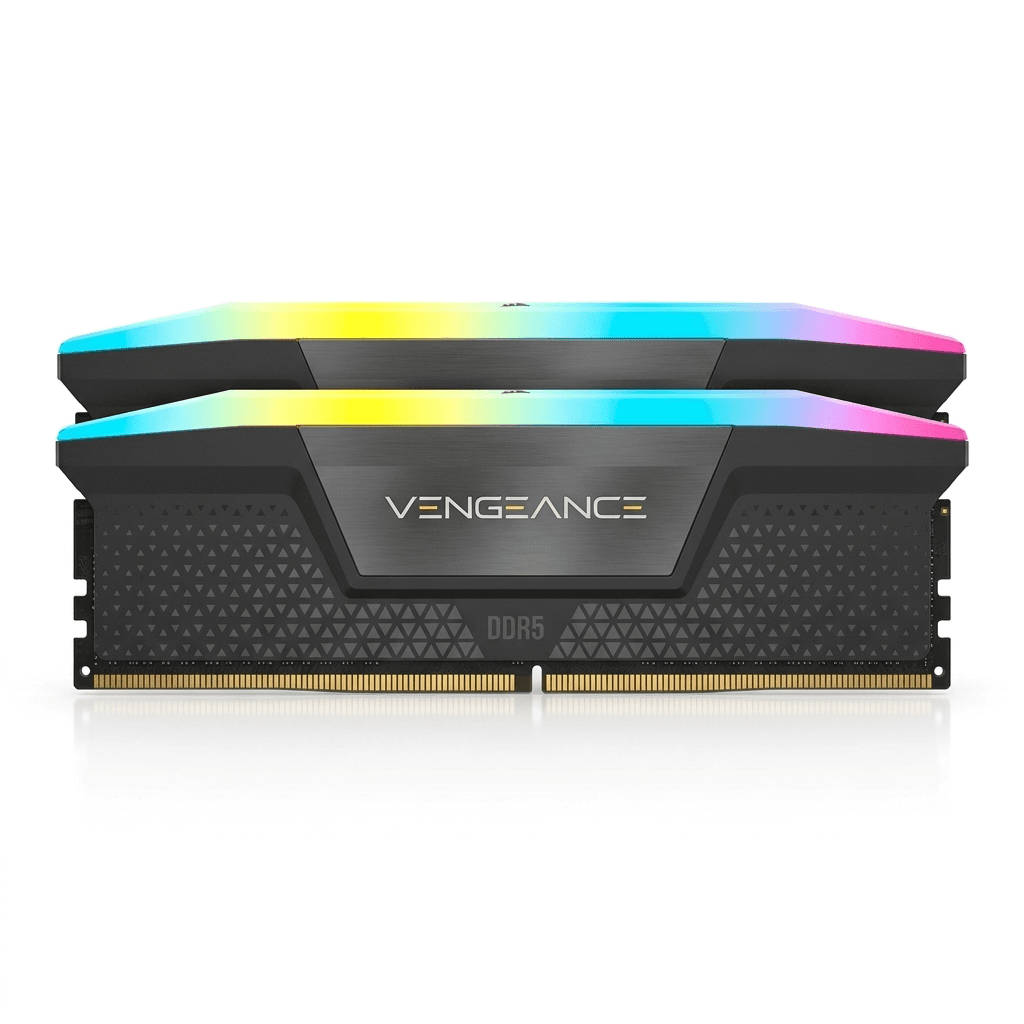 رم کامپیوتر کورسیر دو کاناله نورپردازی RGB سرعت 5600 MT/s ظرفیت 32 گیگابایت کارکرده (استوک) | Corsair RGB Dual Channel 5600MT/s 32GB Used Computer RAM