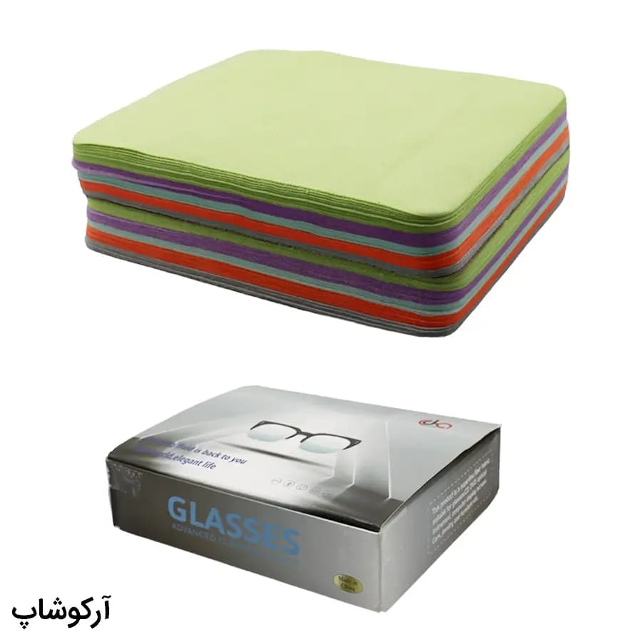 بسته 100 عددی دستمال عینک از جنس میکروفایبر، طرح ساده و چند رنگ مدل 993129