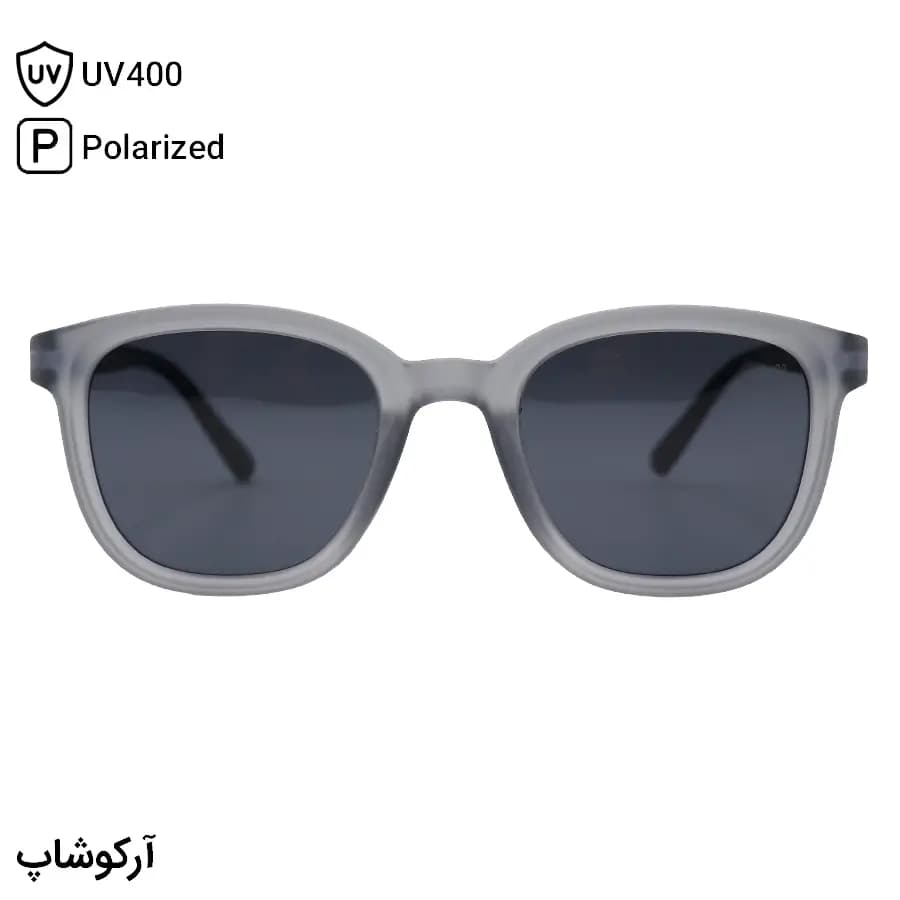 عینک آفتابی OGA MOREL با فریم مربعی شکل، رنگ طوسی مات و لنز دودی تیره و پلاریزه مدل P8227 — تصویر ۲