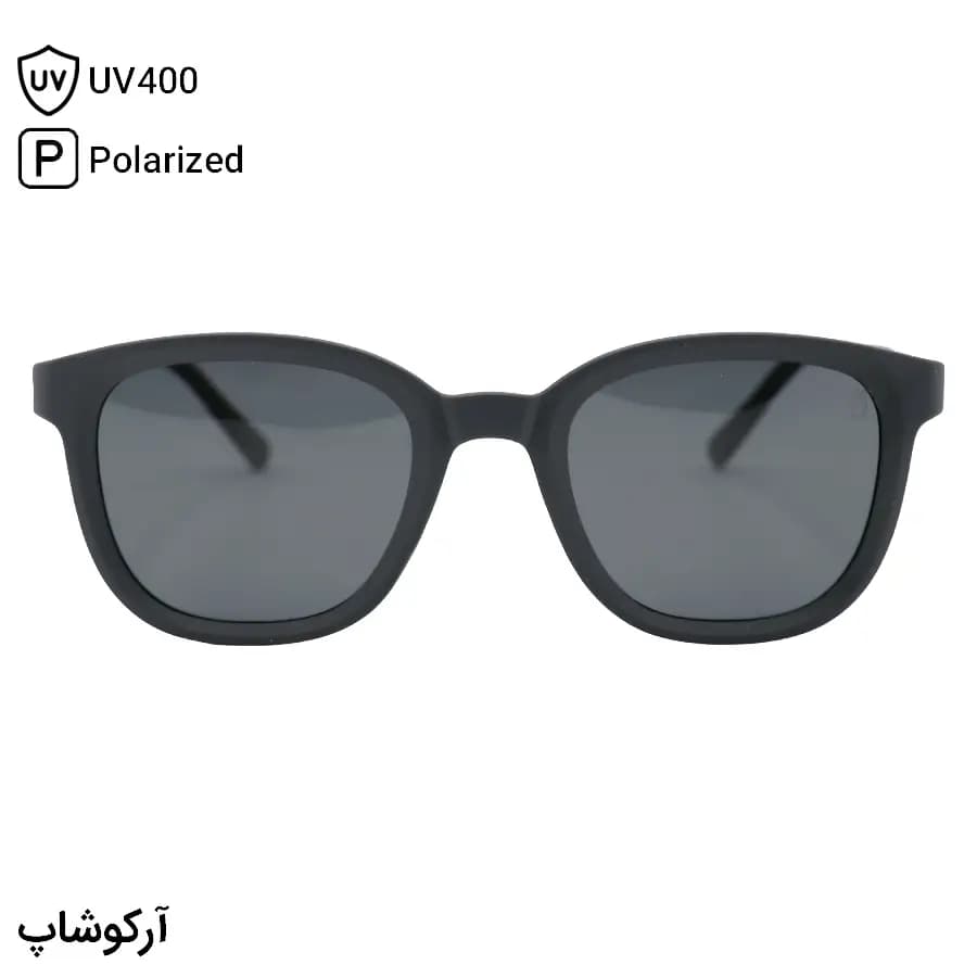عینک آفتابی OGA MOREL با فریم مربعی شکل، رنگ طوسی مات و لنز دودی تیره و پلاریزه مدل P8227 — تصویر ۹
