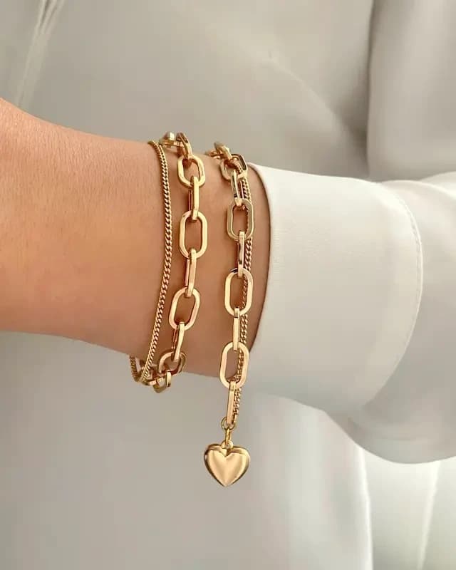 دستبند دو لاین آویز قلب ژوپینگ — تصویر ۳