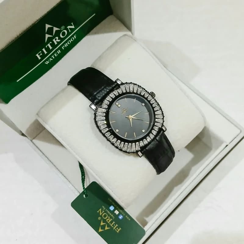 ساعت مچی زنانه فیترون FITRON بند چرمی اصل مدل 9753Lژاپن