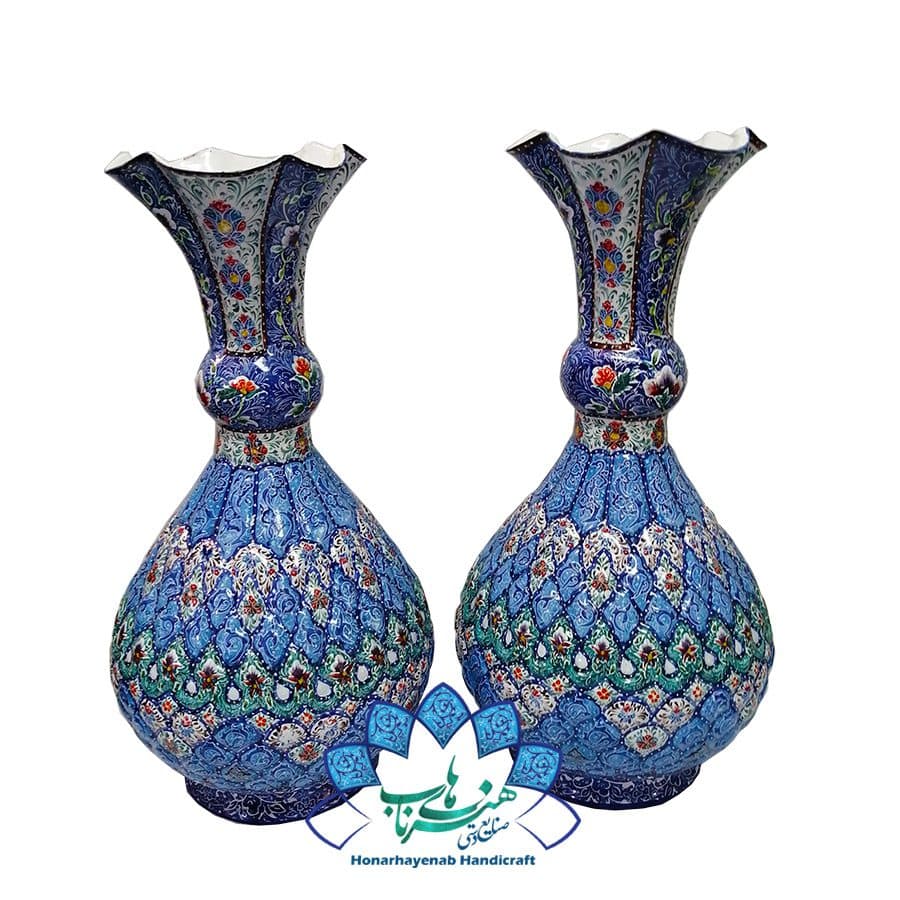 گلدان شلغمی میناکاری (جفت) _ کد 510