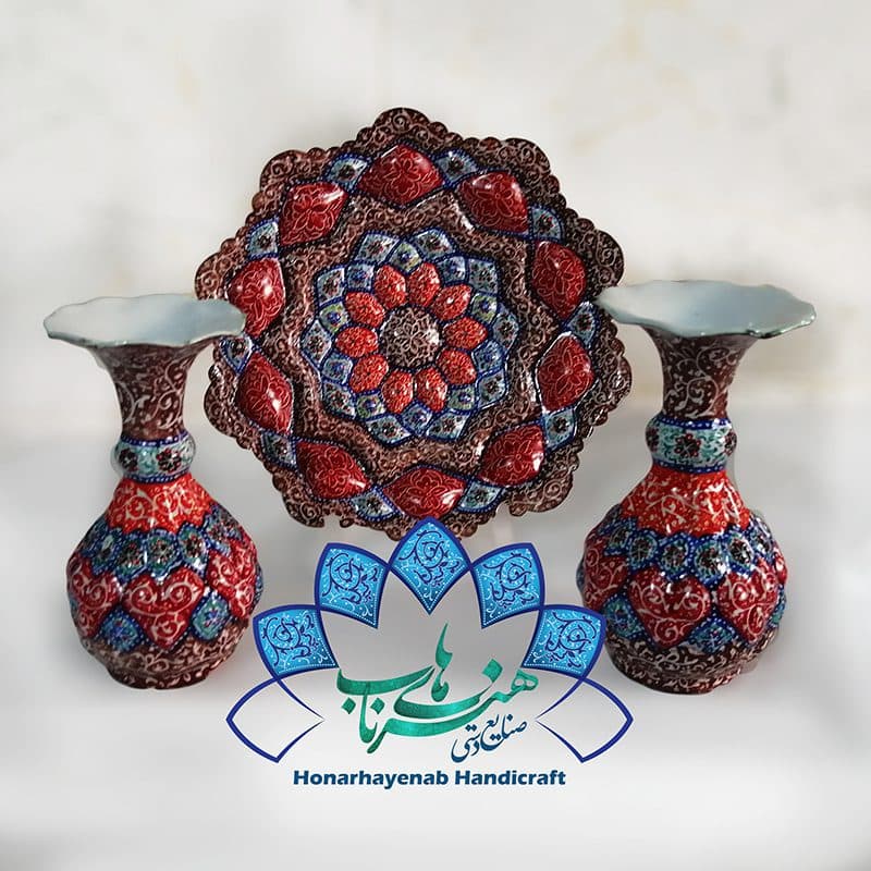 ست گلدان و بشقاب میناکاری _ کد 588_1468