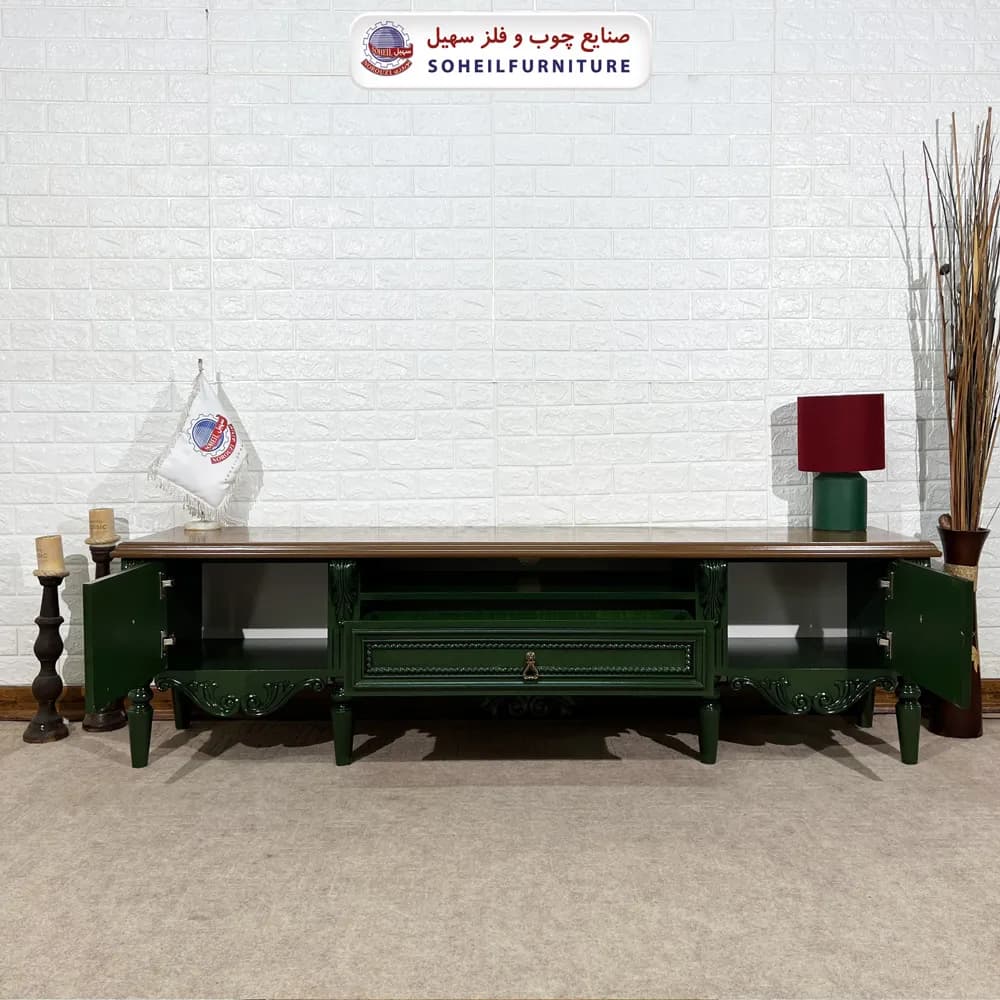 میز تلویزیون 135 سهیل (روکش طبیعی بلوط) (یشمی) — تصویر ۳