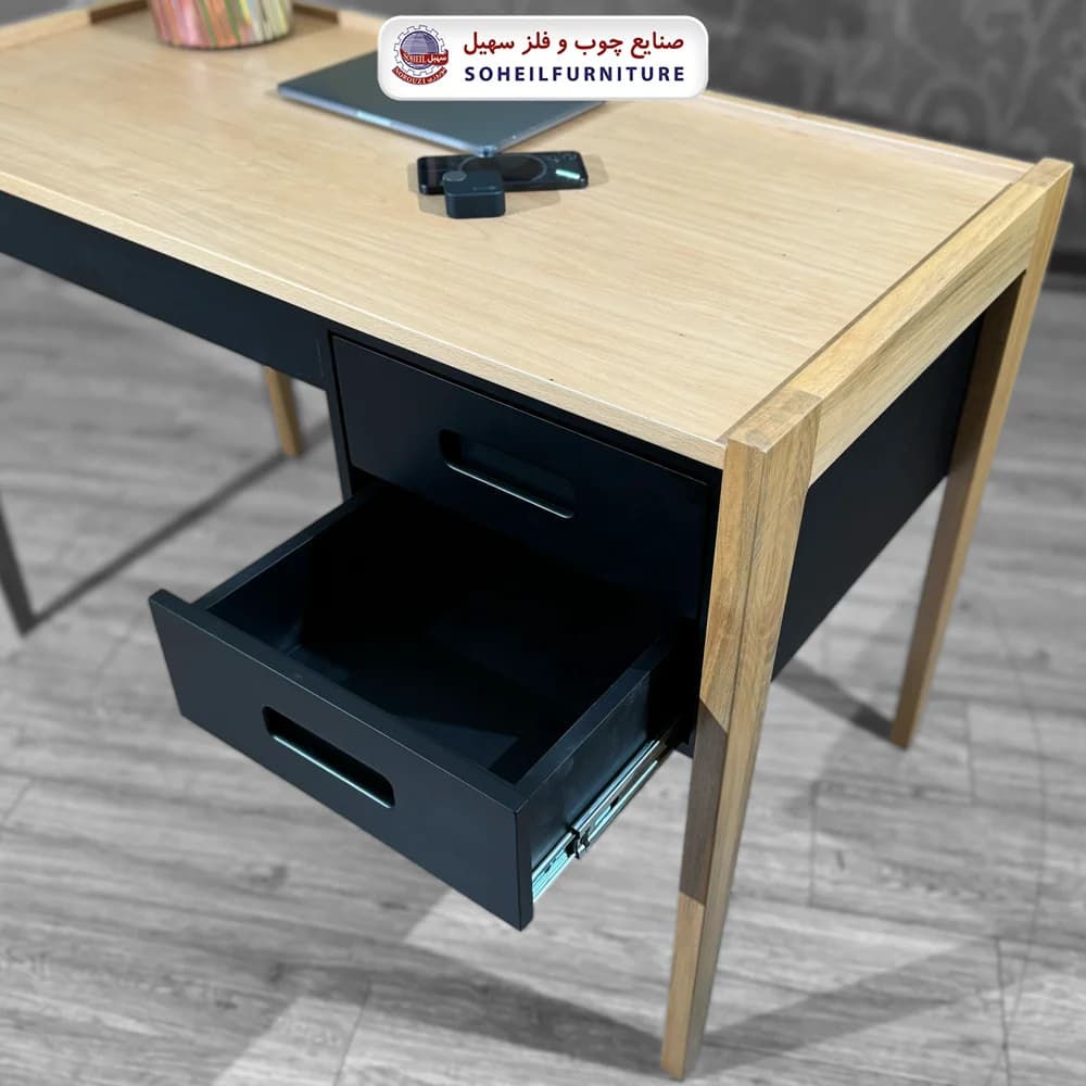 میز تحریر پرفروش آمازون 2025 (مشکی و خودرنگ چوب) — تصویر ۶