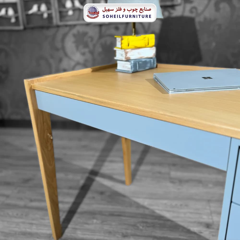 میز تحریر پرفروش آمازون 2025 (طوسی و خودرنگ چوب) — تصویر ۵