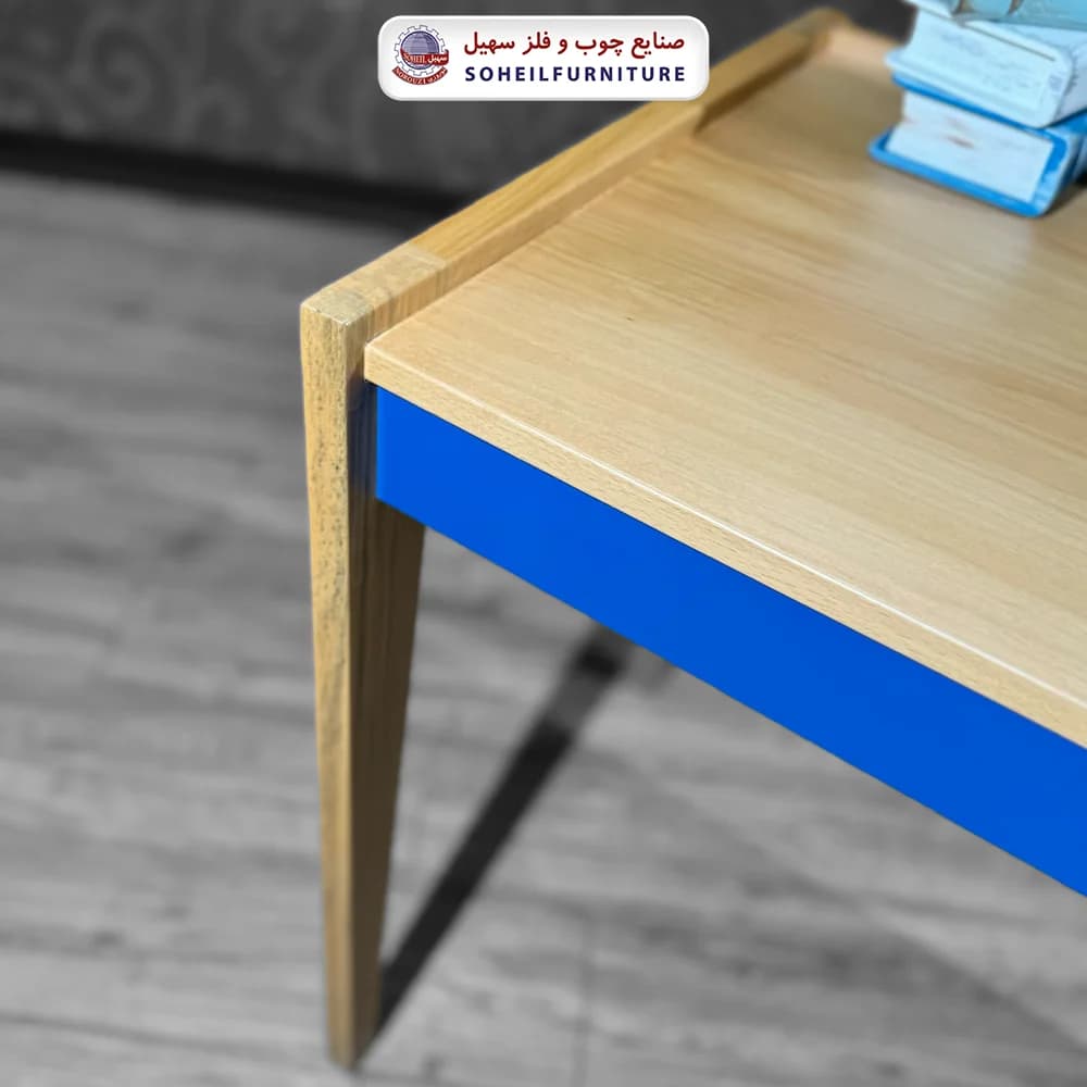 میز تحریر پرفروش آمازون 2025 (آبی و خودرنگ چوب) — تصویر ۴