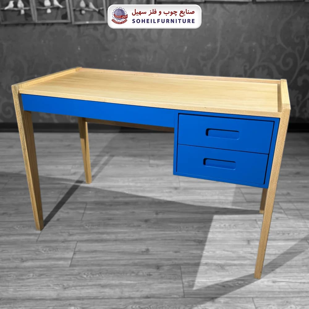 میز تحریر پرفروش آمازون 2025 (آبی و خودرنگ چوب) — تصویر ۳