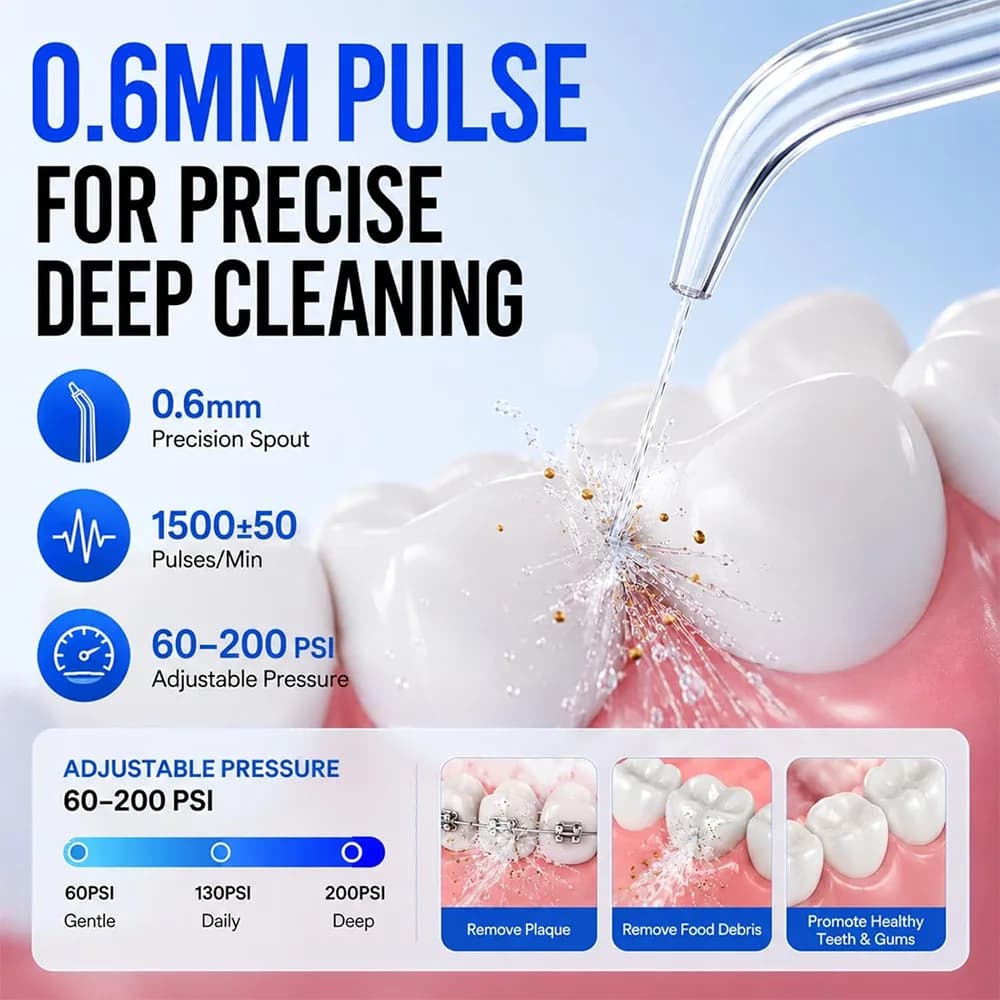 واترجت دندان و دستگاه شستشوی دهان با مخزن 320 میلیلیتری و 5 حالت شستشو برند Reure مدل JJC205 — تصویر ۵