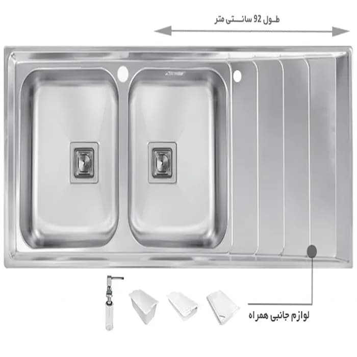 سینک ظرفشویی استیل اخوان مدل 504 — تصویر ۲