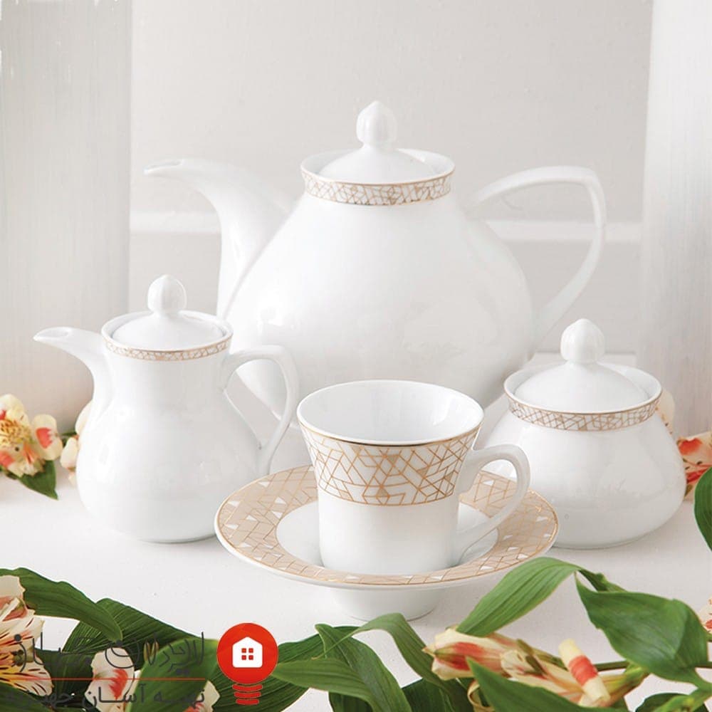 سرویس چینی ژئومتریکال نقره ای شهرزاد 108 پارچه 12 نفره — تصویر ۴