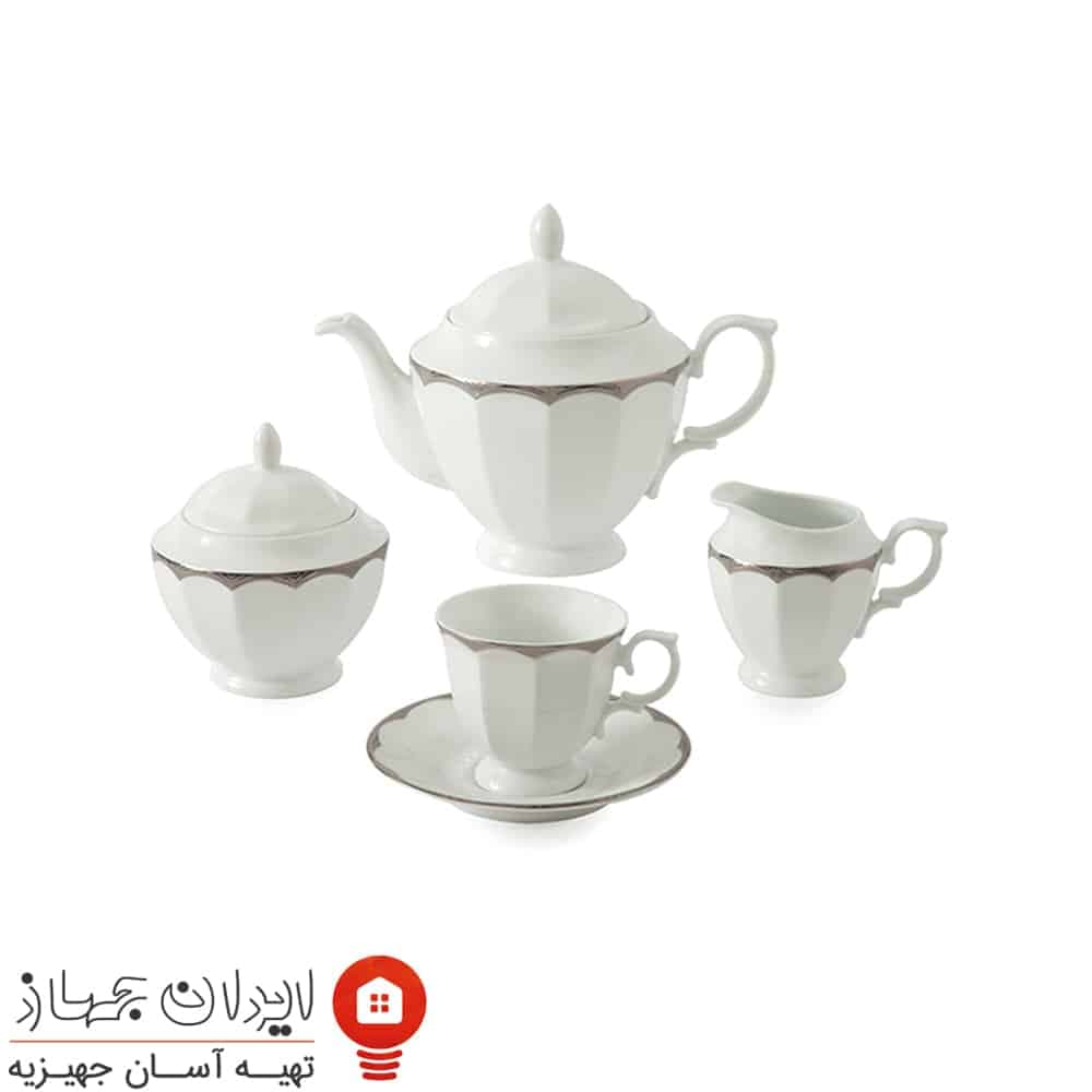 سرویس چینی ایساتیس پلاتینی نئوکلاسیک 103 پارچه 12 نفره — تصویر ۵