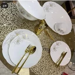 سرویس ارکوپال نیلوفری ژالین لب طلا (پسکرایه) 26پارچه 6 نفره سرویس لب طلایی کنگره ای سرویس لب طلایی طلاکوب — تصویر ۲
