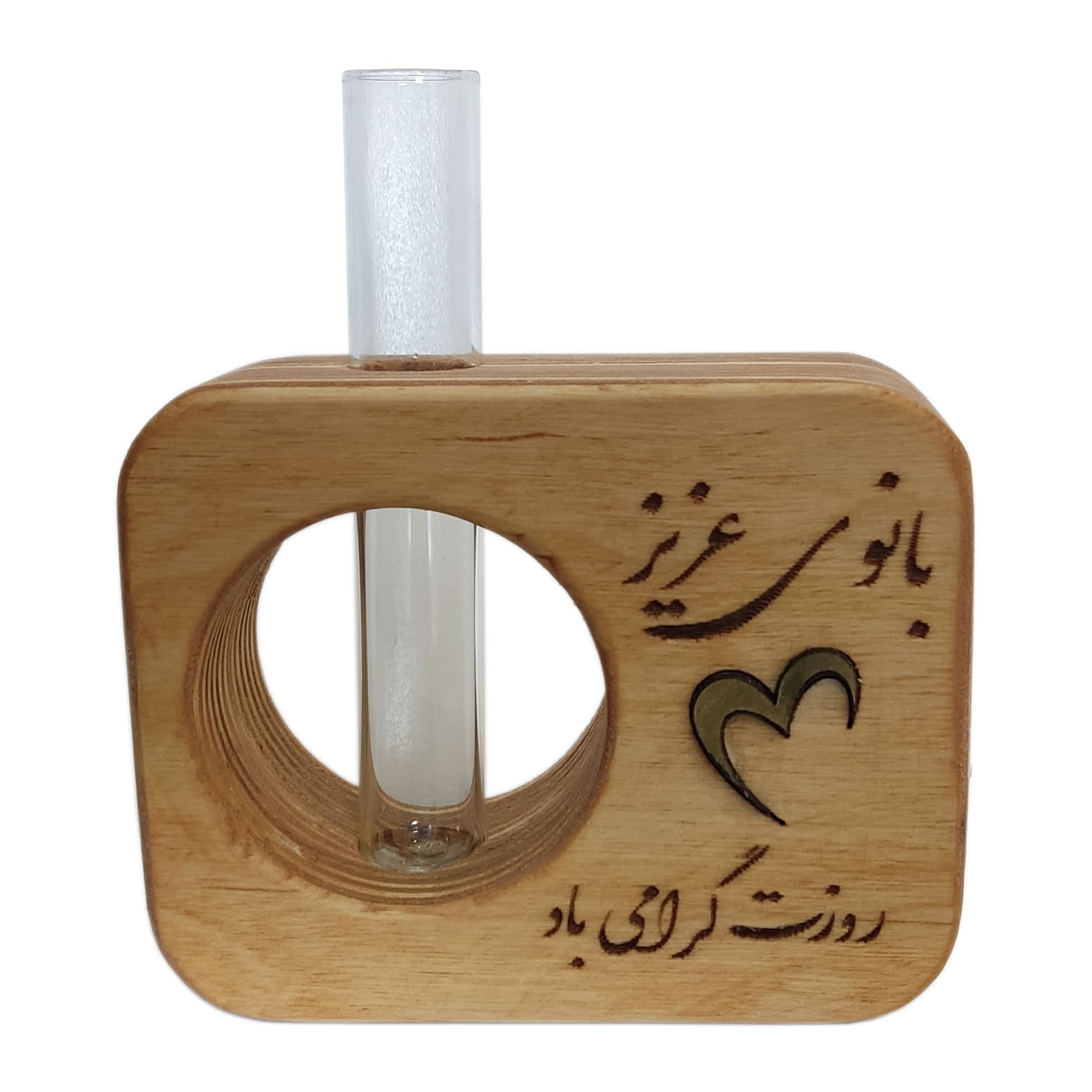 استند گل رومیزی چوبی طرح بانو سایز کوچک