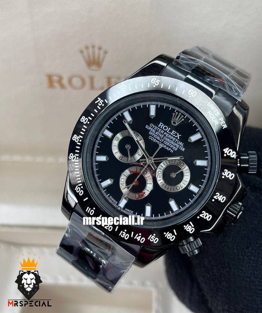 ساعت مردانه رولکس مدل دیتونا کوارتز فول دیت مشکی صفحه مشکی 020246 ROLEX DAYTONA — تصویر ۲